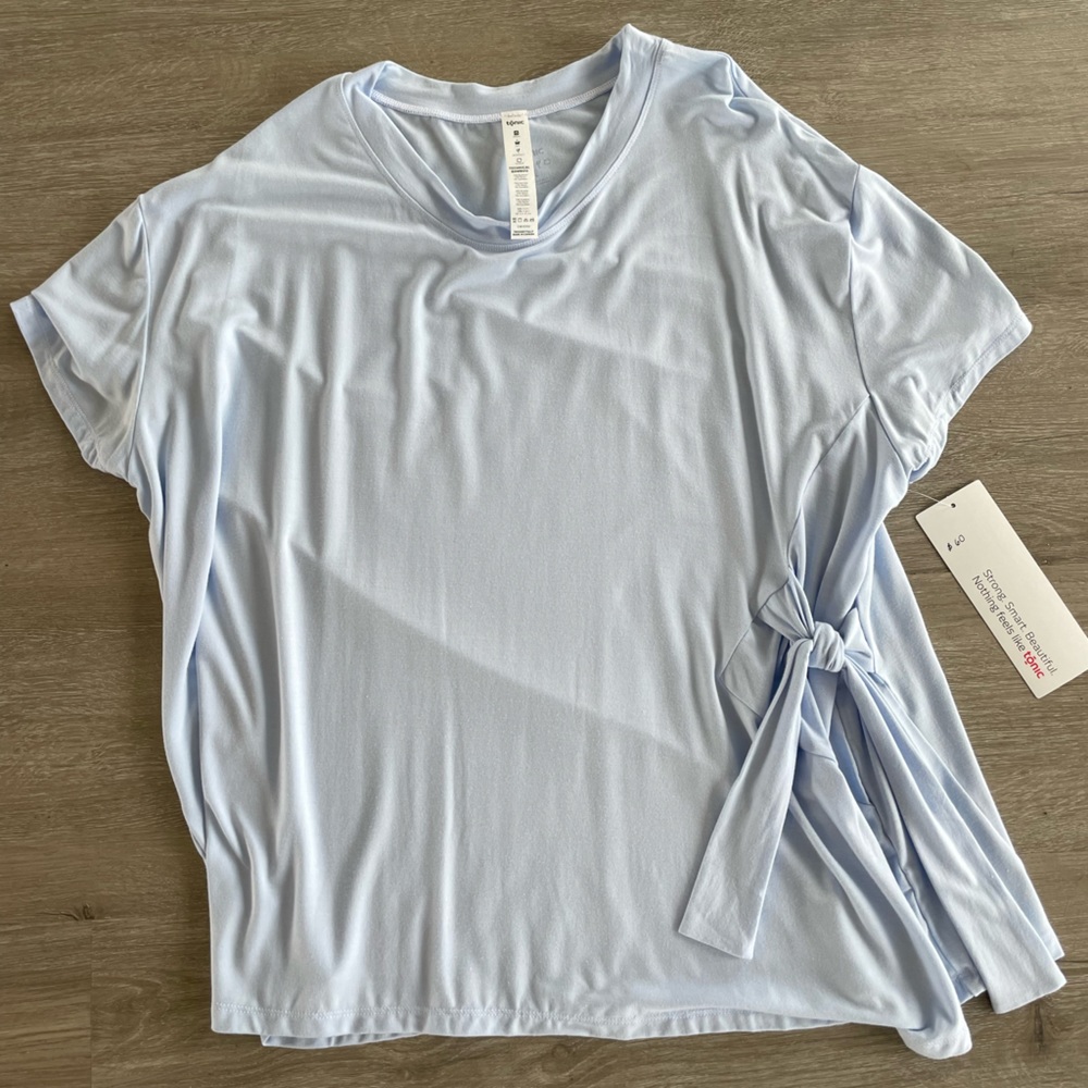 Tonic super soft baby blue side tie tee